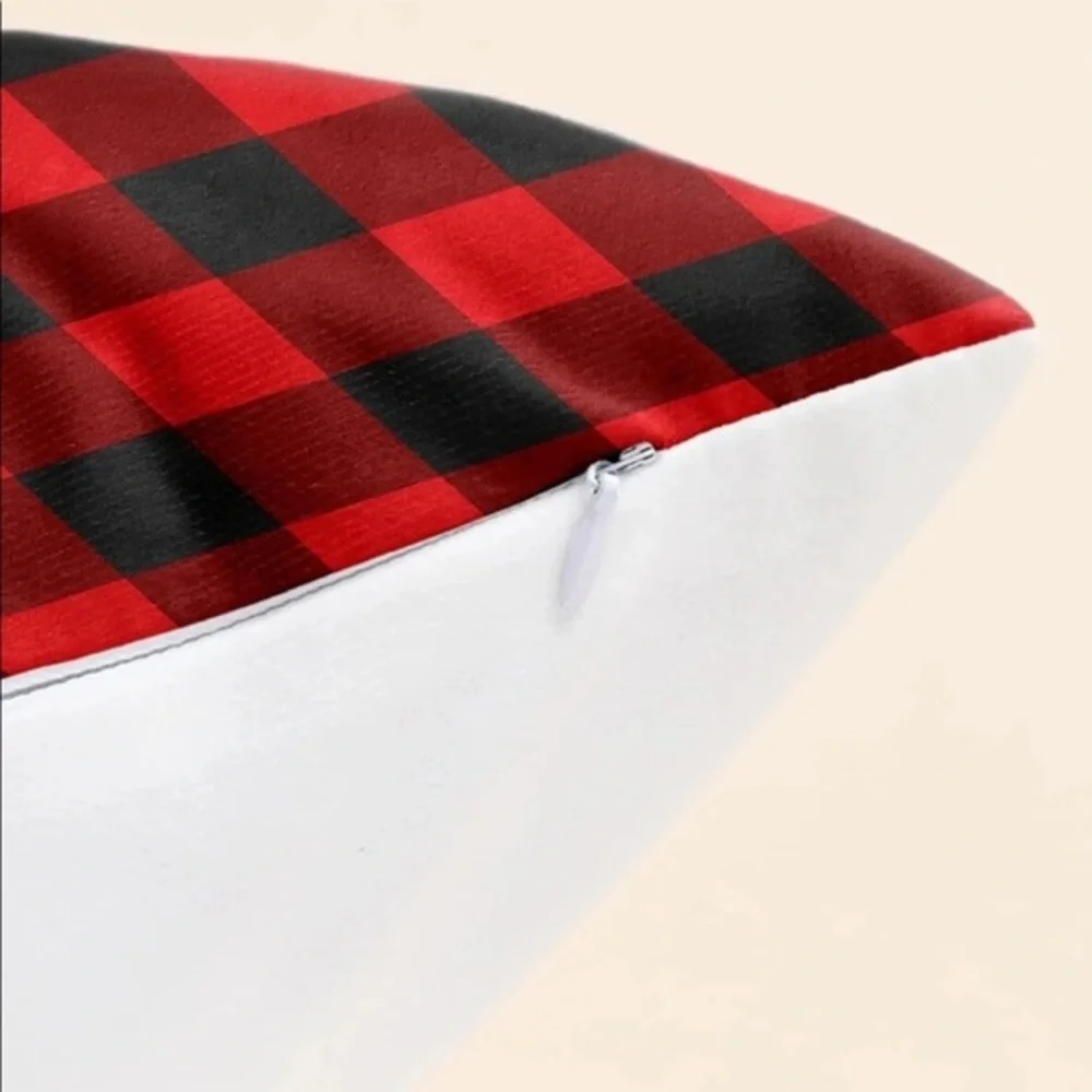 2 Snowflakes in Buffalo Plaid Pillow Covers